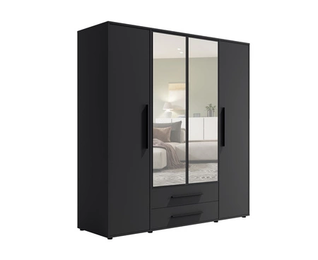 Ložnicová sestava Maxione černá elegantní a univerzální nábytek do ložnice vkusné černé úchytky kvalitní zpracování