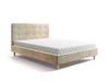 Čalouněná postel Noiro 140x200 béžová s kontejnerem v moderním skandinávském stylu s výrazným čelem