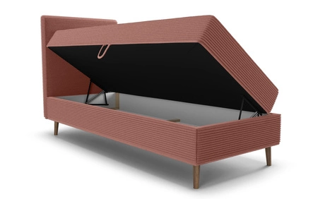 Kontinentální postel Totti 90x200 Indická růžová stylová postel s úložným prostorem trojrozměrná tkanina s výraznými pruhy