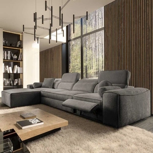 Rohová sedací souprava s funkcí spaní Viano XII Lux šedá levostranná designová rohová sedací souprava do obývacího pokoje s pohodlným výsuvným podnožníkem