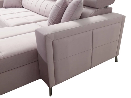 Rohová sedačka s funkcí spaní Nausa VI bordó pravá strana stylová rohová sedačka do obývacího pokoje s pohodlnou povrchovou úpravou měkká sametová látka