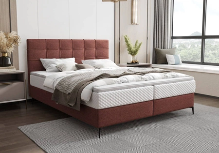 Kontinentální postel Irvine 180x200 cihla Stylová postel s úložným prostorem na lůžkoviny Pohodlné čelo postele potěší svým elegantním designem