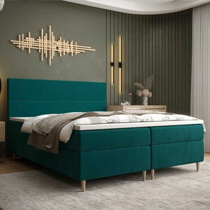 Kontinentální postel Bing 140x200 tyrkysová v moderním skandinávském stylu s výrazným čelem