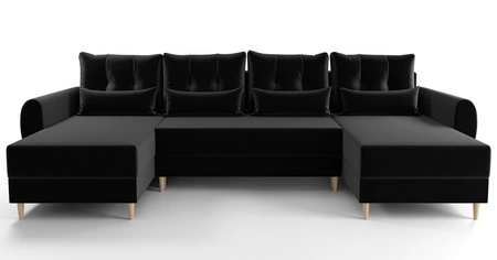 Rohová sedací souprava s funkcí spaní Rovigo U černá elegantní rohová sedací souprava ve skandinávském tvaru se zaručeným komfortem velký prostor na lůžkoviny