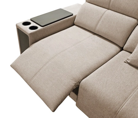 Rohová pohovka s funkcí spaní Tesalia IV Lux zelená pravostranná stylová rohová pohovka s výsuvnou podnožkou a posuvnou funkcí opěradla