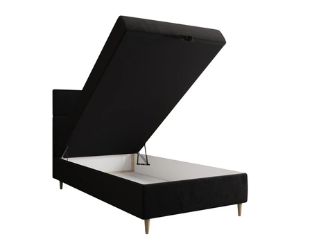 Kontinentální postel Bing 100x200 černá v moderním skandinávském stylu s čalouněným čelem postele s úložným boxem