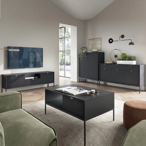 Nábytková sestava Lovro černá moderní designová nástěnná skříňka do obývacího pokoje nebo zasedací místnosti