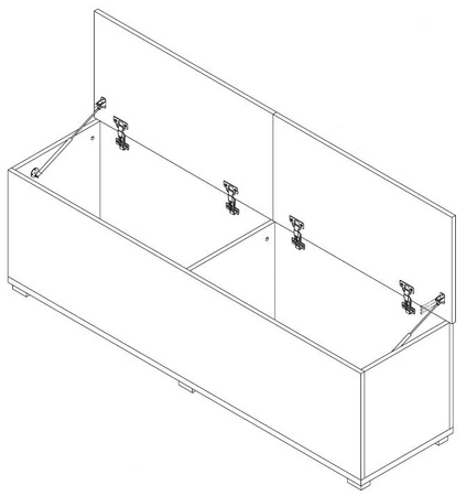 Krabice na prádlo Maximus 157 cm bílá moderní design zvedací klapky na válcích lemování zakončené speciální dýhou