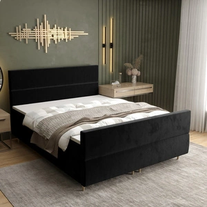 Černá kontinentální postel Benet 160x200 v moderním skandinávském stylu s výrazným čelem a nohou