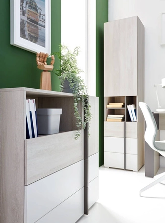 Knihovna Remona 45 cm dub wilton bílá / bílá ideální do pokoje pro mládež moderní design prostorná knihovna