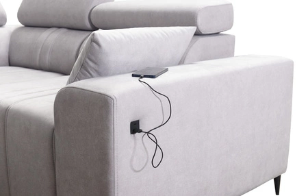 Rohová sedací souprava s funkcí spaní Castel II Lux šedohnědá pravá pohodlná rohová sedací souprava do obývacího pokoje s pohodlným výsuvným podnožníkem