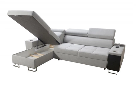 Rohová rozkládací pohovka Dafni světle hnědá levá pletená pohodlí a funkčnost při každodenním odpočinku