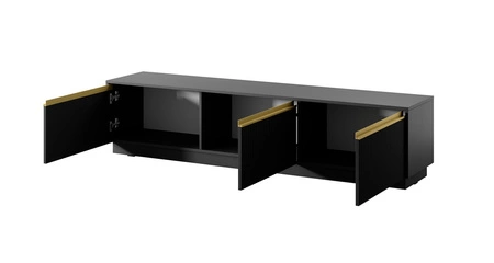 Stylová nástěnná skříňka s frézovanými čely a elegantními úchytkami v barvě broušeného zlata Imperial black furniture set