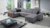 Rohová sedací souprava Kelly IV s funkcí spaní šedá pravostranná proplétaná pohodlná rohová sedací souprava nastavitelné opěrky hlavy boční čalounění s lamelami
