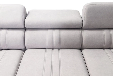 Rohová pohovka s funkcí spaní Castel IV šedohnědá pravostranná stylová rohová pohovka s kontejnery na lůžkoviny a nastavitelnými opěrkami hlavy