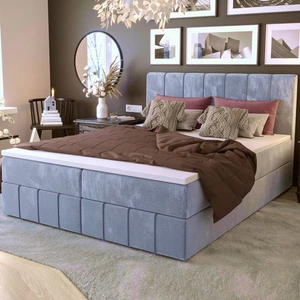 Modrá kontinentální postel Casey 180x200 v moderním skandinávském stylu s výrazným čelem
