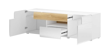 RTV skříňka Toledo 159 cm antracit / antracitový lesk / dub vnuk Moderní TV skříňka ve skandinávském stylu