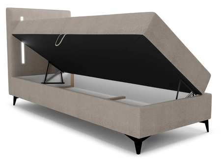 Kontinentální postel Norco 90x200 tmavě béžová Stylová postel s úložným boxem Osvětlení v čele postele dodává jedinečný nádech