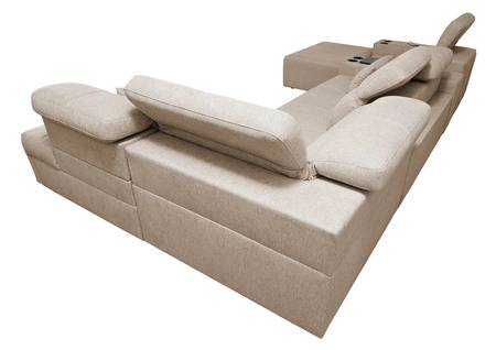 Rohová sedací souprava s funkcí spaní Tesalia V béžová levá komfortní rohová sedací souprava se zásuvkou a funkcí posuvného opěradla