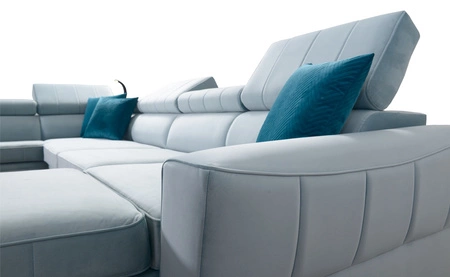 Rohová pohovka s funkcí spaní Rava VI grafitový pravý roh Praktická a moderní rohová pohovka vybavená multifunkční lampou