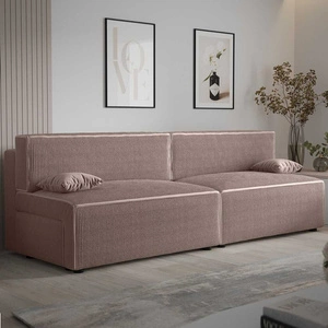 Rozkládací pohovka Brandon XL světle hnědá moderní design a široká funkčnost trojrozměrná látka s výraznými pruhy