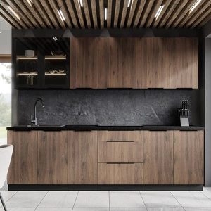 Sada kuchyňského nábytku Brianza 260 cm kovové hrany úchytek skříňky vypadají skvěle v moderních interiérech