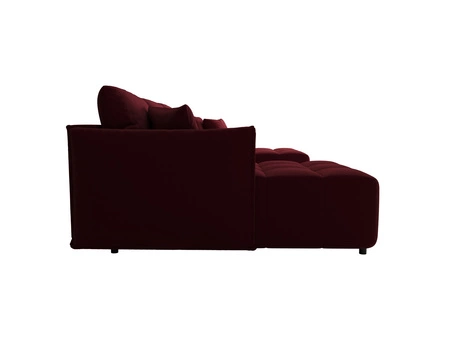 Rohová sedací souprava s funkcí spaní Oroso U vínový kontejner na lůžkoviny měkká sametová tkanina s hydrofobní vrstvou dekorativní prošívání
