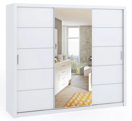 Ložnicová sestava nábytku Rico bílá nadčasový design ložnicová sestava nábytku prostorná posuvná skříň se zrcadlem