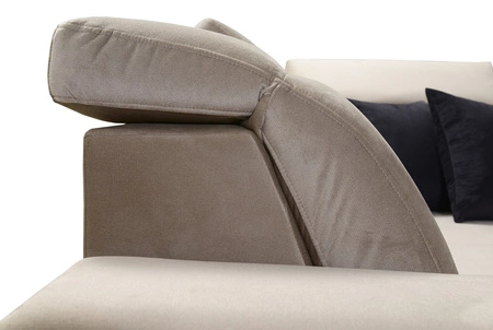 Rozkládací pohovka Kelly Sleek II světle hnědá levá elegantní rohová pohovka do obývacího pokoje z tkané látky