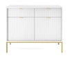 Komoda Lovro 104 cm zásuvková bílá moderní design potěší milovníky výrazných interiérů komoda obohacená zlatými doplňky