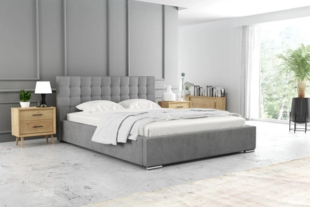 Čalouněná postel Umiky 180x200 světle šedá stylová postel s úložným prostorem na lůžkoviny pohodlný podhlavník zaujme svým elegantním designem