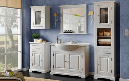 Koupelnová skříňka Romantic 45 cm bílá netradiční designová skříňka ze dřeva jemné frézování na přední konstrukci