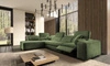 Rohová pohovka s funkcí spaní Viano XI Lux zelená rohová pohovka v levém provedení s výsuvnou podnožkou a úložným prostorem na lůžkoviny