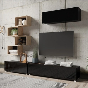 Nábytková sestava Apulia XXIX černý lesk / dub artisan výjimečně stylová nábytková sestava jednoduché jednotky hodící se do každého interiéru