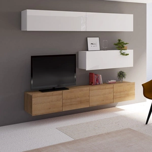 Nábytek Apulia VIII bílý lesk / zlatý dub výjimečně stylová nástěnná skříňka jednoduché jednotky hodící se do každého interiéru