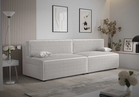 Rozkládací pohovka Brandon XL v barvě slonové kosti moderní design a rozsáhlá funkčnost trojrozměrná tkanina s výraznými pruhy