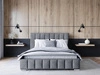 Čalouněná postel Insam 180x200 šedá stylová postel s úložným prostorem na lůžkoviny pohodlný podhlavník zaujme svým elegantním designem