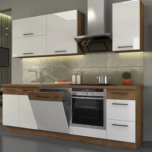 Sada kuchyňského nábytku Vento 240 cm skříňky vypadají skvěle v klasických i moderních interiérech