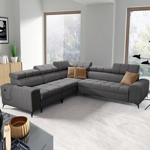 Rohová sedací souprava s funkcí spaní Bolmso III grafitová levá rohová sedací souprava s kontejnery na lůžkoviny zásuvka s plným výsuvem v boční části nábytku