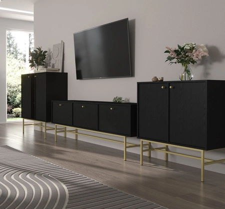 Nábytek Kioto III černý grafit stylový design nábytek do obývacího pokoje elegantní nábytek na stabilním rámu zlaté úchytky