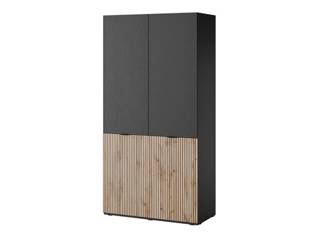 Šatní skříň Sandbox 202 cm černá / dub wotan elegantní a funkční šatní skříň s drážkovanými čely kus nábytku z modulární kolekce šatních skříní