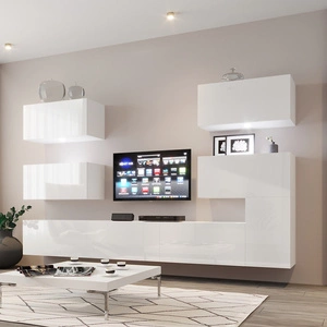 Nástěnná skříňka Sidari bílá / bílý lesk Mimořádně stylová nástěnná skříňka do obývacího pokoje Vizuálně atraktivní a funkční