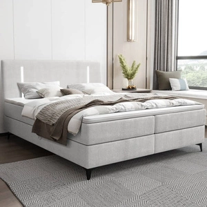 Kontinentální postel Norco 160x200 šedý jasan Stylová postel s úložným boxem Osvětlení v čele postele dodává jedinečný nádech