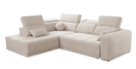 Rohová sedací souprava s funkcí spaní Cetara VII šedohnědá levá vysoce kvalitní rohová sedací souprava do obývacího pokoje s pohodlným posuvným opěradlem