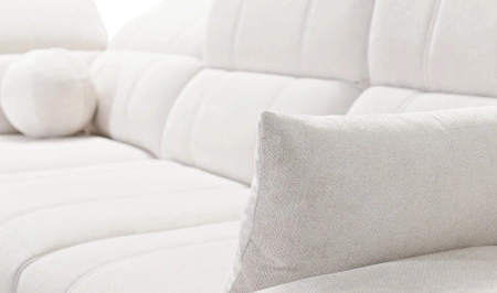 Rohová sedací souprava s funkcí spaní Penejos tmavě béžová pravá elegantní rohová sedací souprava s úložným prostorem na lůžkoviny nastavitelné opěrky hlavy