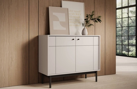 Komoda Modesta 104 cm béžová minimalistický design decentní kovové úchyty ideální návrh komody do obývacího pokoje a ložnice