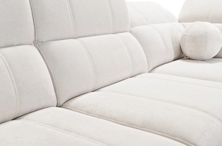 Rohová pohovka s funkcí spaní Penejos IV světle šedá levostranná stylová rohová pohovka se dvěma lůžkovinami odolná látka