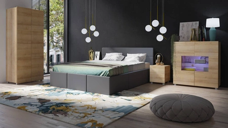 Noční stolek se zásuvkami Apulia dub zlatý s možností zavěšení minimalistický design jednoduchý tvar ideální stolek do ložnice