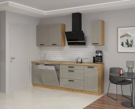 Sada kuchyňského nábytku Linosa 230 cm skříňky vypadají skvěle v moderních i klasických interiérech