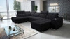 Rohová pohovka Luigi VI s funkcí spaní černá pravostranná stylová rohová pohovka s kontejnery na lůžkoviny potaženými měkkou látkou
